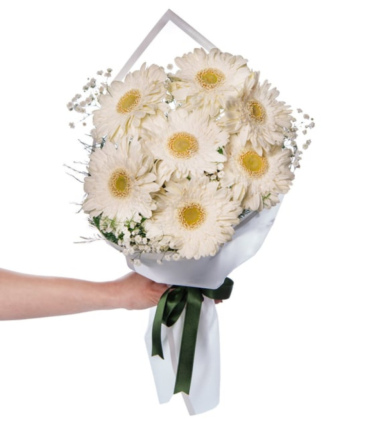 Beyaz Gerberalar Çiçek Buketi Lolaflora
